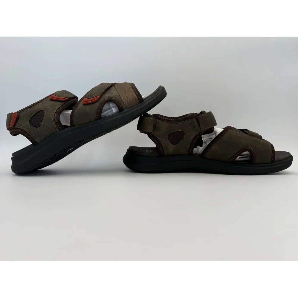 Nunn Bush Rio Vista RSlide Mens 12 W Olive Green Wide Fit Comfort Sandals 85011